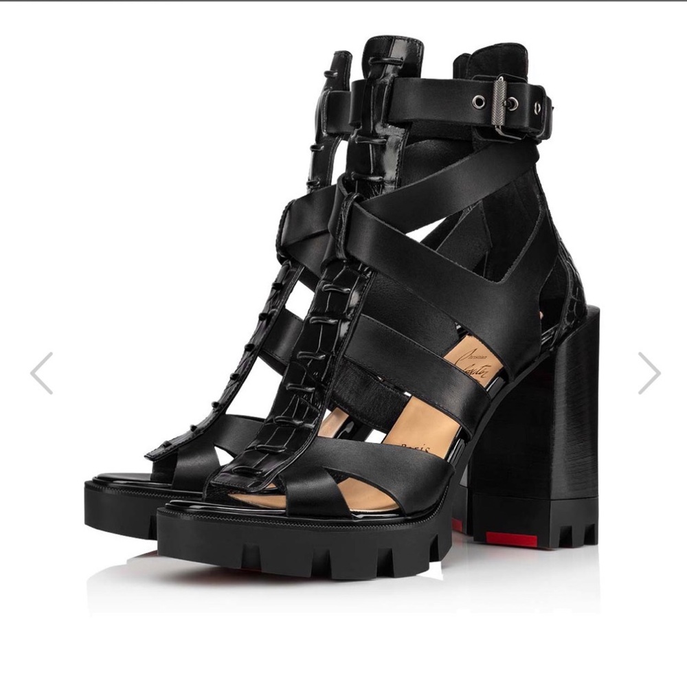 Christian Louboutin Black Strappy “Sandal and Belt” Heels